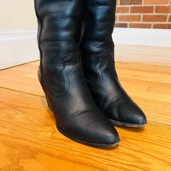 Frye Womens Renee Seam Tall Black Cowboy Western Boots 7 M - Picture 13 of 16